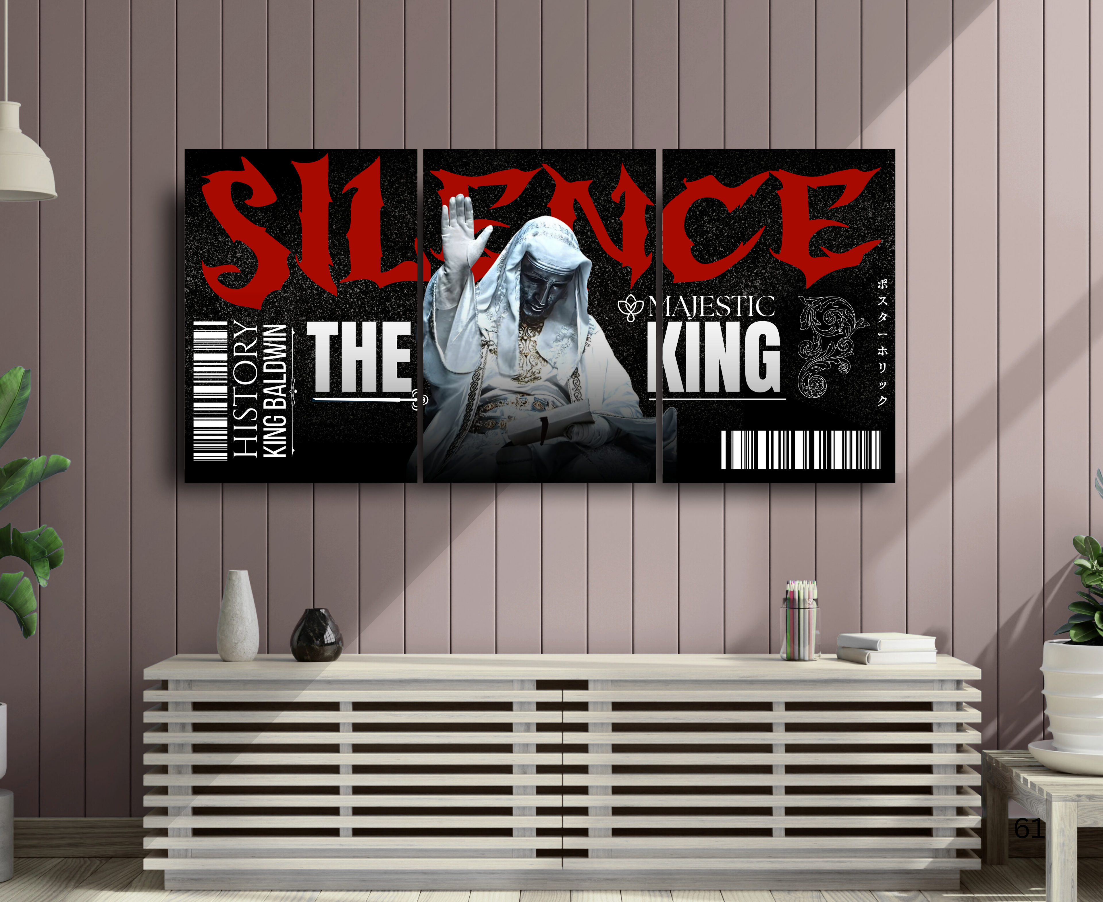 SILENCE | KING BALDWIN | AESTHETIC | SPLIT POSTER | 3 piece set